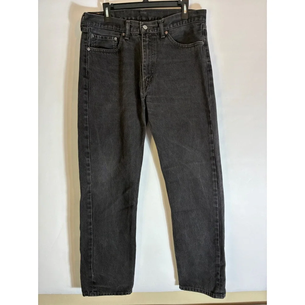 Levis 505 Regular Fit Straight Leg Jeans Faded Black Mens 36x34 Vintage Vibe